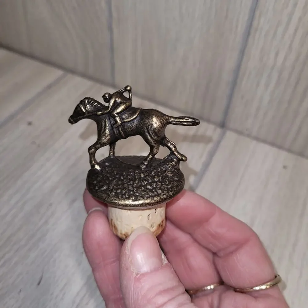 Whisky Cork Bottle Stopper Bronze Horse & Rider Blantons Bourbon